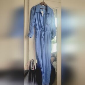 Ramy Brook Jumpsuit with Long Sleeves And Drawstring Waist Blue Size M(8) $450